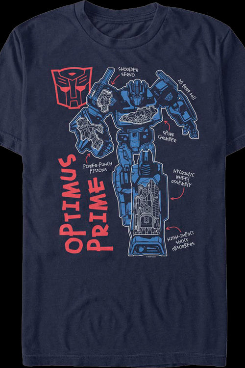 Optimus Prime Autobot Attributes Transformers T-Shirtmain product image