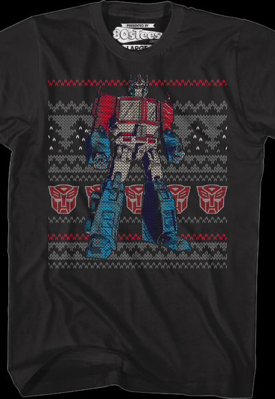 Optimus Prime Faux Ugly Christmas Sweater Transformers T-Shirt