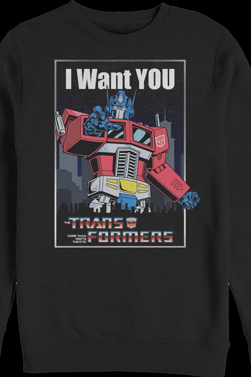 Optimus Prime I Want You Poster Transformers Sweatshirtmain product image