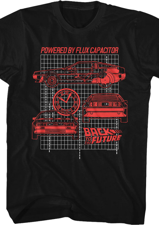 Powered By Flux Capacitor Blueprints Back To The Future T-Shirt - main product image
