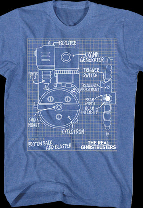 Proton Pack Schematic Real Ghostbusters T-Shirt