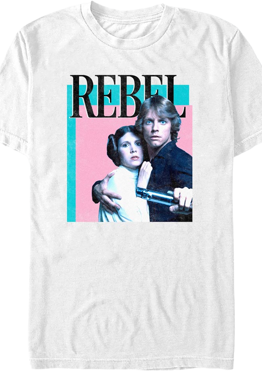 White Rebel Princess Leia Luke Skywalker Star Wars T-Shirt - main product image