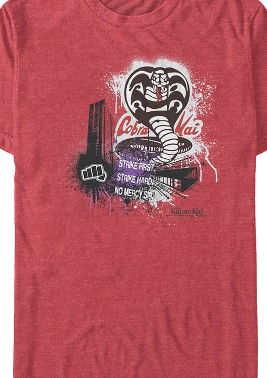Red Cobra Kai Strike First Strike Hard No Mercy Karate Kid T-Shirt - main product image