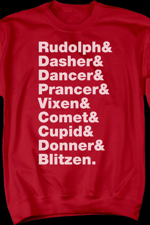 Reindeer Names Christmas Sweatshirtmain product image