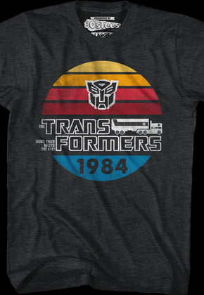 Retro 1984 Stripes Autobots Logo Transformers T-Shirt