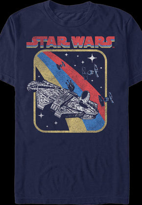 Retro Millennium Falcon Chase Star Wars T-Shirt