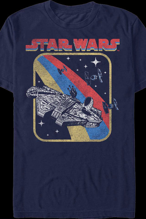 Retro Millennium Falcon Chase Star Wars T-Shirtmain product image