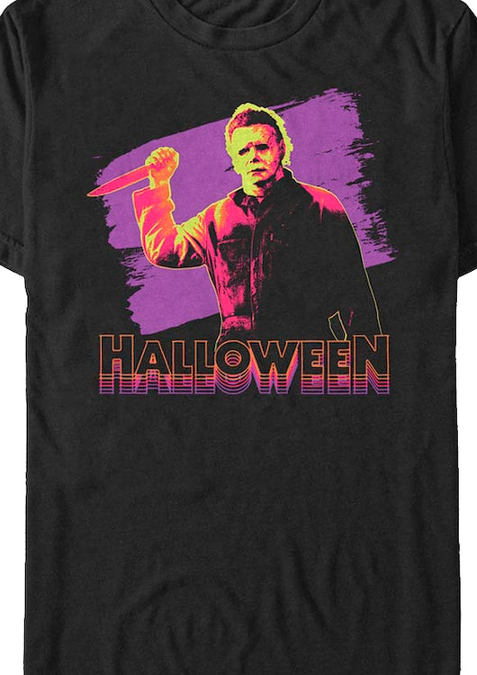 Retro Neon Michael Myers Halloween T-Shirt - main product image