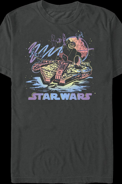 Retro Neon Millennium Falcon Star Wars T-Shirtmain product image