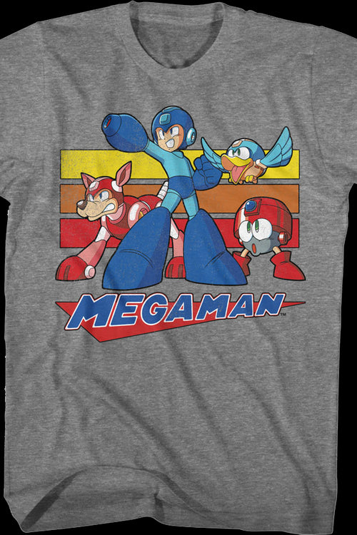 Retro Stripes Collage Mega Man T-Shirtmain product image