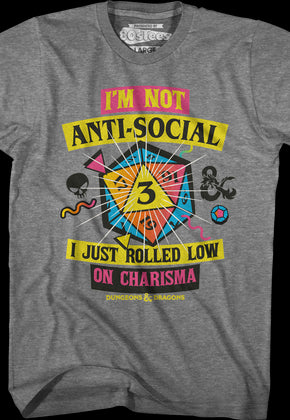 Graphite Heather Rolled Low On Charisma Dungeons & Dragons T-Shirt