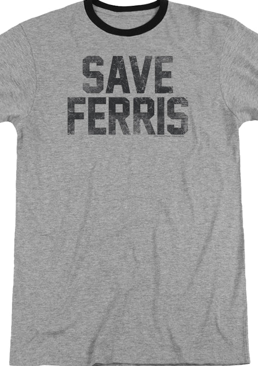Distressed Save Ferris Bueller Ringer Shirt - main product image