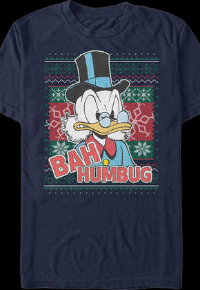 Scrooge McDuck Bah Humbug Faux Ugly Christmas Sweater Disney T-Shirt