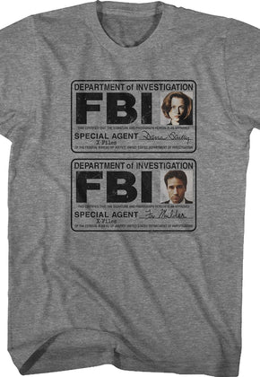 Scully and Mulder Badges X-Files T-Shirt