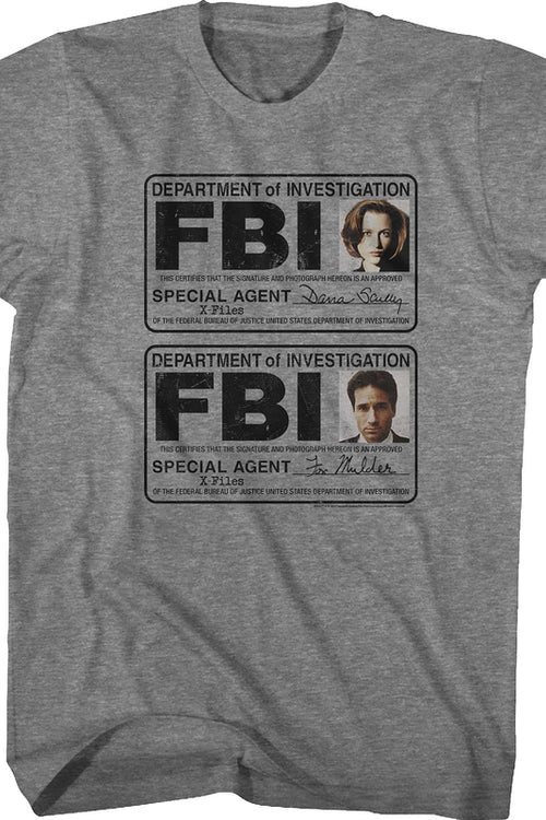 Scully and Mulder Badges X-Files T-Shirtmain product image