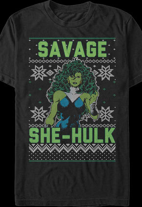 She-Hulk Ugly Faux Knit Marvel Comics T-Shirt
