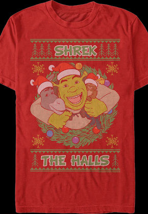Shrek The Halls Faux Ugly Christmas Sweater Shrek T-Shirt