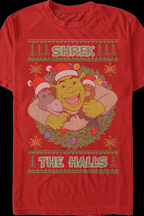Shrek The Halls Faux Ugly Christmas Sweater Shrek T-Shirtmain product image