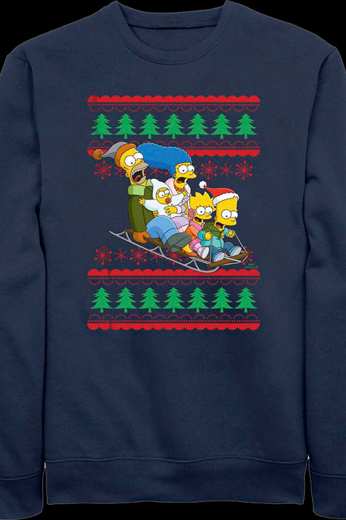 Sled Ride Faux Ugly Christmas Sweater Simpsons Sweatshirtmain product image