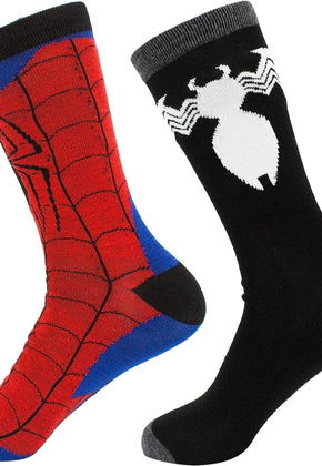 Spider-Man and Venom Logos 2-Pack Marvel Comics Socks