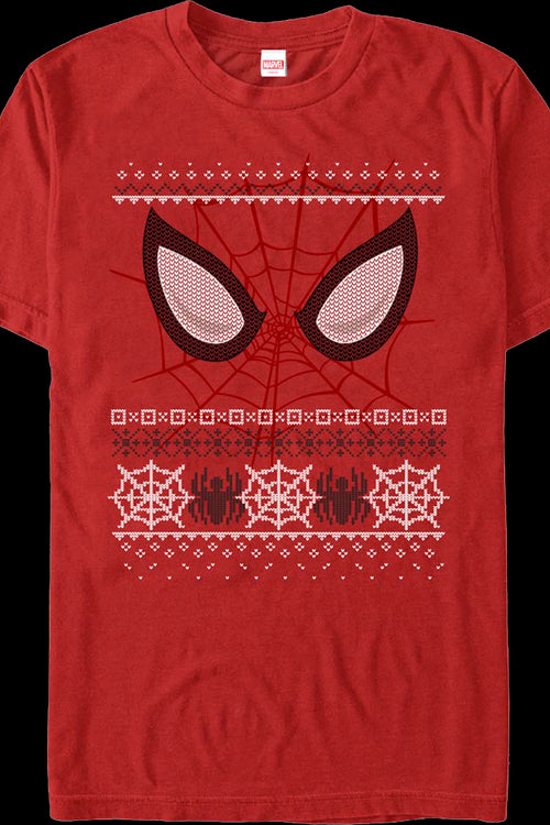 Spider-Man Mask Faux Ugly Christmas Sweater Marvel Comics T-Shirtmain product image