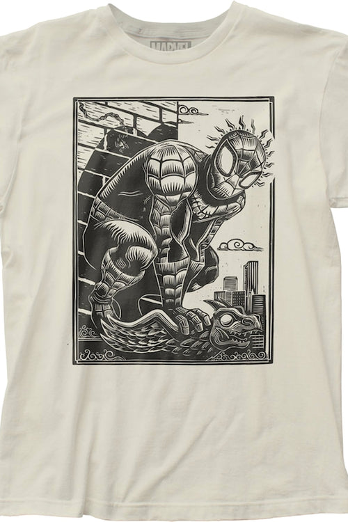 Spider-Man Spidey Senses Woodcut Art Marvel Comics T-Shirtmain product image