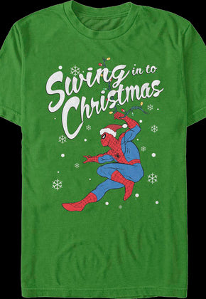 Spider-Man Swing in to Christmas Marvel Comics T-Shirt