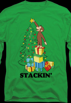 Stackin' Curious George Christmas Long Sleeve Shirt