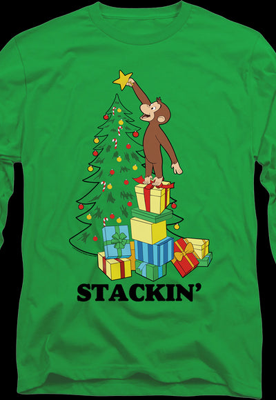 Stackin' Curious George Christmas Long Sleeve Shirt