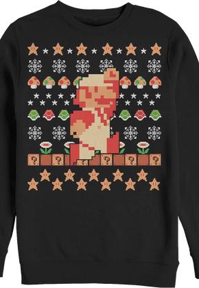 Super Mario Faux Ugly Christmas Sweater Nintendo Sweatshirt