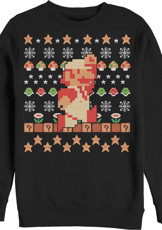 Super Mario Faux Ugly Christmas Sweater Nintendo Sweatshirt - main product image
