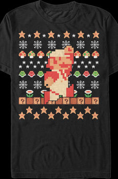 Super Mario Faux Ugly Christmas Sweater Nintendo T-Shirt