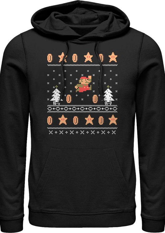 Super Mario Jump Faux Ugly Christmas Sweater Nintendo Hoodie - main product image