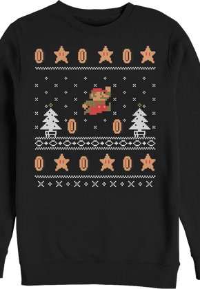 Super Mario Jump Faux Ugly Christmas Sweater Nintendo Sweatshirt