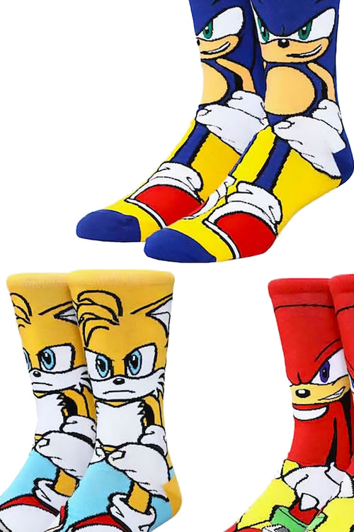 Tails, Knuckles, And Sonic The Hedgehog 3-Pack Socksmain product image