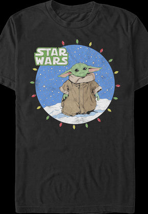 The Child Christmas Lights Circle The Mandalorian Star Wars T-Shirt