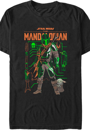 The Mandalorian And The Child Outlines Star Wars T-Shirt