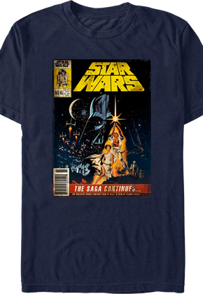 The Saga Continues Comic Book Cover Star Wars T-Shirt