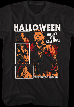 The Trick Is To Stay Alive Collage Halloween T-Shirt