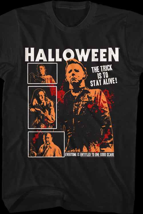 The Trick Is To Stay Alive Collage Halloween T-Shirtmain product image