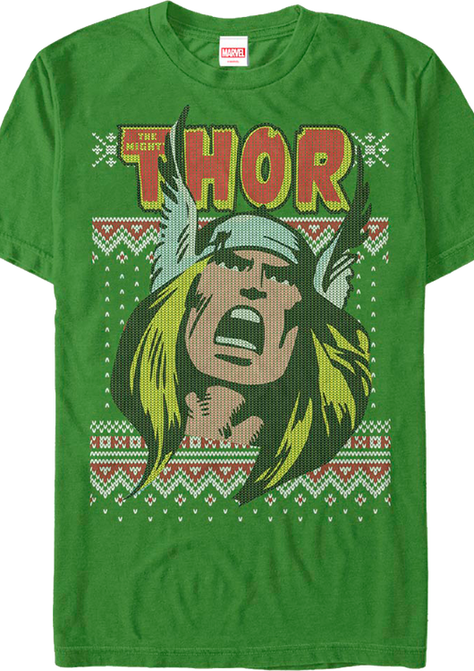 Thor Faux Ugly Christmas Sweater Marvel Comics T-Shirt - main product image