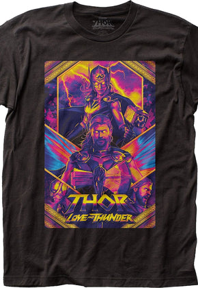 Thor: Love And Thunder Neon Poster Marvel Comics T-Shirt