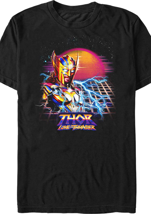 Thor Love And Thunder Synthwave Sunset Marvel Comics T-Shirt - main product image
