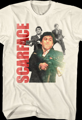 Tony Montana Shooting Collage Scarface T-Shirt