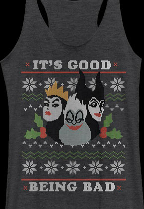 Ladies Ugly Faux Knit Disney Villains Racerback Tank Top