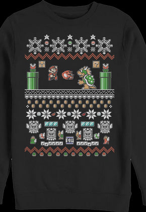 Ugly Faux Knit Mario and Bowser Nintendo Sweatshirt