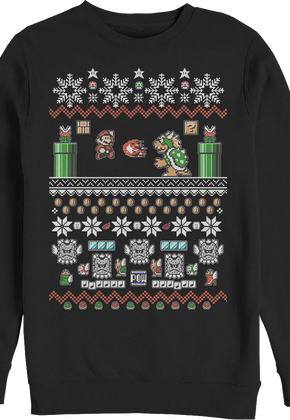Ugly Faux Knit Mario and Bowser Nintendo Sweatshirt