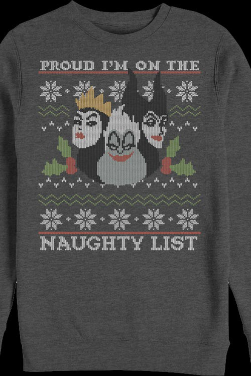 Ugly Faux Knit Naughty List Disney Villains Sweatshirtmain product image