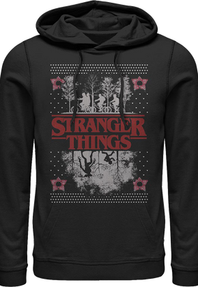 Upside Down Faux Ugly Christmas Sweater Stranger Things Hoodie