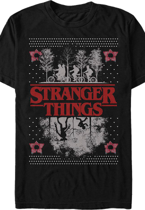 Upside Down Faux Ugly Christmas Sweater Stranger Things T-Shirt
